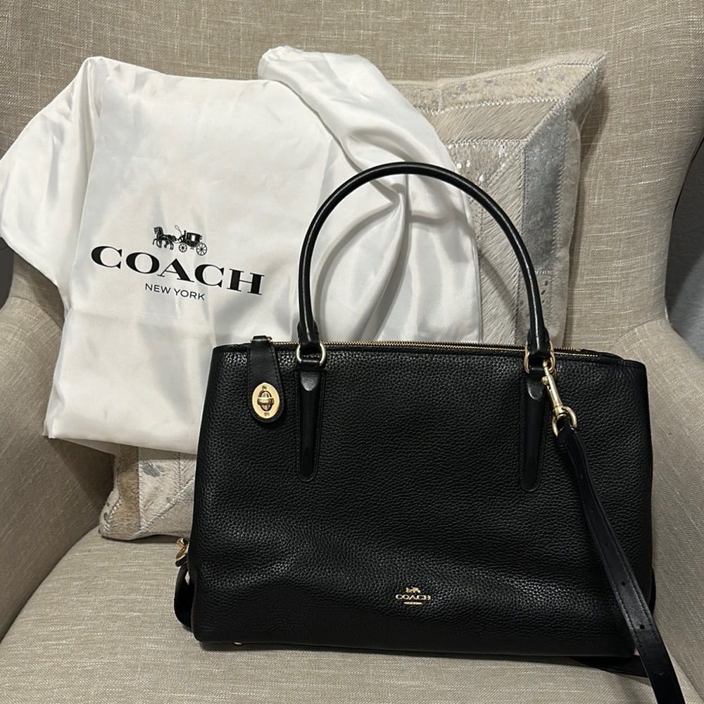 Coach “Brooklyn Carry All” 34 Black Leather bag